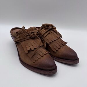 SixtySeven Womens Rancho Fringe Mules EU Sz 36 US 5.5-6 Brown Suede Heels NWOB
